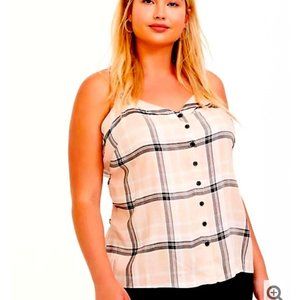 TORRID SOPHIE LIGHT PINK PLAID TIE SWING CAMI TOP SIZE 2x
